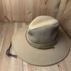 Vintage Henschel Tan Canvas Outback Aussie Hat Medium‎ USA Safari Indiana Jones